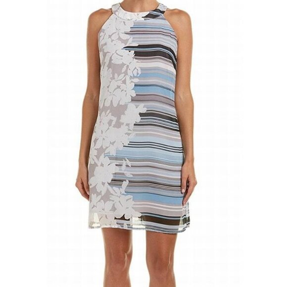 Taylor Dresses Dresses & Skirts - New Taylor gray floral and blue chiffon dress Sz 10